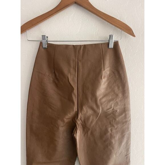 Princess Polly Pants 4 Harvey Faux Leather Lace Up High Rise Brown Flare NEW - Picture 10 of 10
